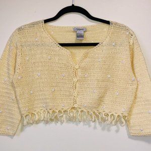 Yellow Vintage Airport Cropped Sweater